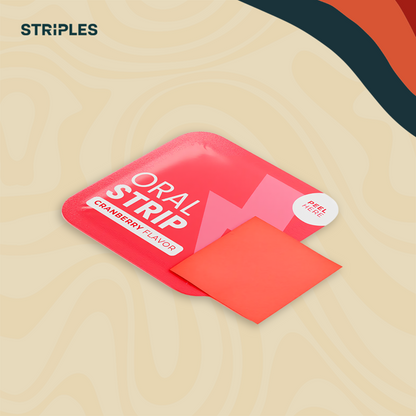 Single STRIPLES Energy Strip cranberry flavor: fast-acting supplement for instant energy and focus
